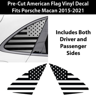 Quarter Window American Flag Vinyl Decal Stickers Fits Porsche Macan 2015 - 2025 - Bogar Tech Designs