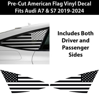 Quarter Window American Flag Vinyl Decal Stickers Fits Audi A7 & S7 Sportback 2019 - 2025 - Bogar Tech Designs