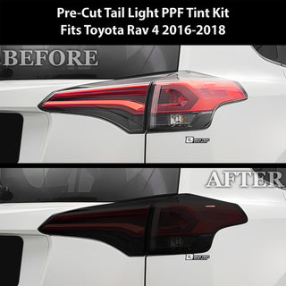 Full Headlight Taillight Precut Smoked PPF Tint Kit Film Overlay Fits Toyota Rav4 2016 - 2018 - Bogar Tech Designs