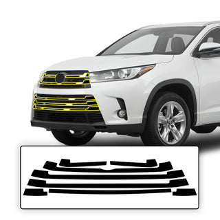 Vinyl Chrome Delete Sides Front Rear Bumper Trim Blackout Decal Stickers Overlay Film Fits Toyota Highlander 2016 - 2019 - Bogar Tech Designs