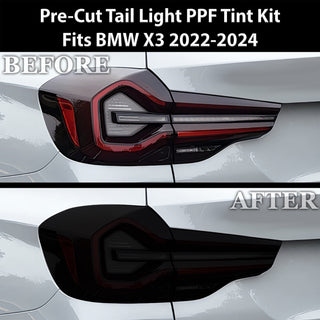 Full Headlight Taillight Precut Smoked PPF Tint Kit Film Overlay Fits BMW X3 2022 - 2024 - Bogar Tech Designs