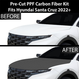 Fits Hyundai Santa Cruz 2022+ Precut Premium Gloss Black Carbon Fiber Hood Paint Protection Film PPF Decal Film Kit Coverage - Bogar Tech Designs