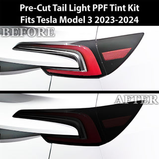 Full Headlight Taillight Precut Smoked PPF Tint Kit Film Overlay Fits Tesla Model 3 2024 - 2025 - Bogar Tech Designs