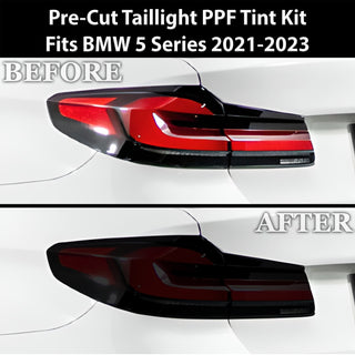 Fits BMW 5 Series 2021 - 2023 Full Headlight Taillight Precut Smoked PPF Tint Kit Film Overlay - Bogar Tech Designs