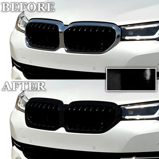 Fits BMW 5 Series Vinyl Chrome Delete Grille Blackout Decal Stickers Overlay Film - Bogar Tech Designs