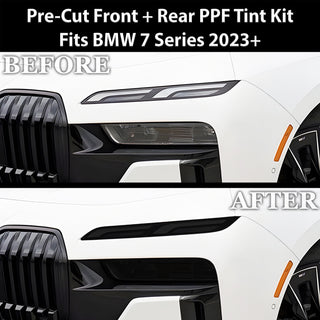 Fits BMW 7 Series 2023 - 2025 Full Headlight Taillight Precut Smoked PPF Tint Kit Film Overlay - Bogar Tech Designs