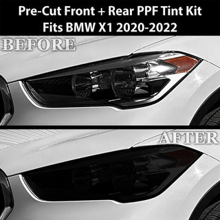 Fits BMW X1 2020 - 2022 Full Headlight Taillight Precut Smoked PPF Tint Kit Film Overlay - Bogar Tech Designs