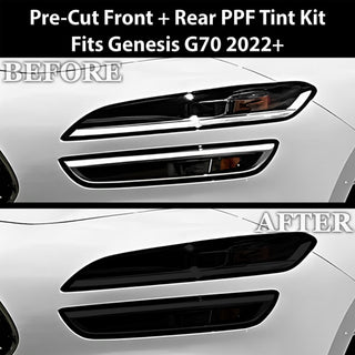 Fits Genesis G70 2022 - 2025 Full Headlight Taillight Precut Smoked PPF Tint Kit Film Overlay - Bogar Tech Designs