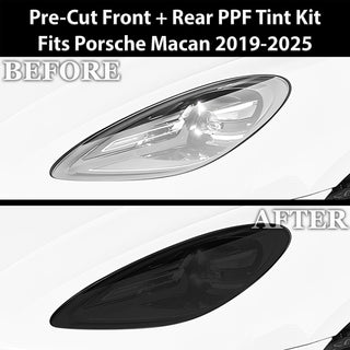 Fits Porsche Macan 2019 - 2025 Full Headlight Taillight Precut Smoked PPF Tint Kit Film Overlay - Bogar Tech Designs