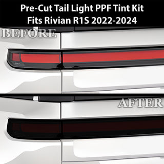 Full Headlight Taillight Precut Smoked PPF Tint Kit Film Overlay Fits Rivian R1S 2022 - 2024 - Bogar Tech Designs