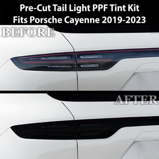 Full Headlight Taillight Precut Smoked PPF Tint Kit Film Overlay Fits Porsche Cayenne 2019 - 2023 - Bogar Tech Designs