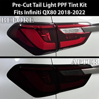 Full Headlight Taillight Precut Smoked PPF Tint Kit Film Overlay Fits Infiniti QX80 2018 - 2024 - Bogar Tech Designs