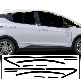 Vinyl Chrome Delete Wheel Window Sides Front Trim Blackout Decal Stickers Overlay Film Fits Chevrolet Bolt 2021 - 2025 - Bogar Tech Designs
