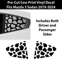 Animal Leopard Cheetah Cow Window Vinyl Decal Stickers Fits Mazda 3 Sedan 2019 - 2024 - Bogar Tech Designs