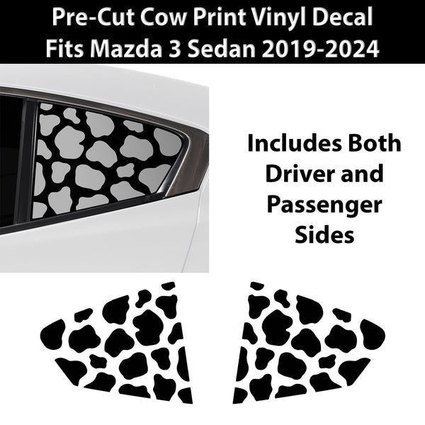 Animal Leopard Cheetah Cow Window Vinyl Decal Stickers Fits Mazda 3 Sedan 2019 - 2024 - Bogar Tech Designs
