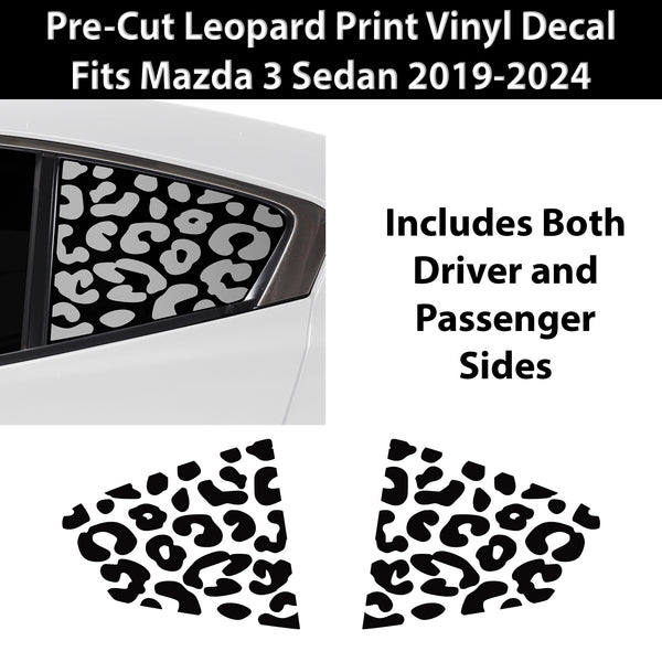 Animal Leopard Cheetah Cow Window Vinyl Decal Stickers Fits Mazda 3 Sedan 2019 - 2024 - Bogar Tech Designs