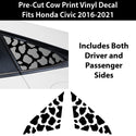 Animal Leopard Cheetah Cow Window Vinyl Decal Stickers Fits Honda Civic 2016 - 2021 - Bogar Tech Designs