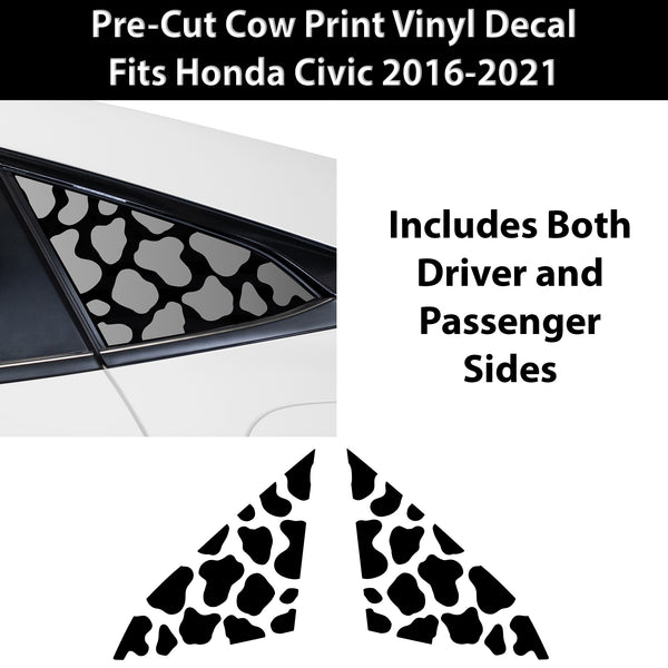 Animal Leopard Cheetah Cow Window Vinyl Decal Stickers Fits Honda Civic 2016 - 2021 - Bogar Tech Designs