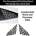 Animal Leopard Cheetah Cow Window Vinyl Decal Stickers Fits Honda Civic 2016 - 2021 - Bogar Tech Designs