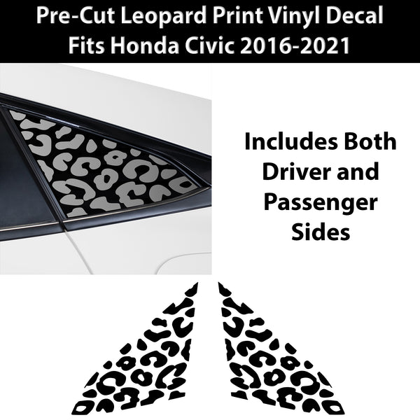 Animal Leopard Cheetah Cow Window Vinyl Decal Stickers Fits Honda Civic 2016 - 2021 - Bogar Tech Designs