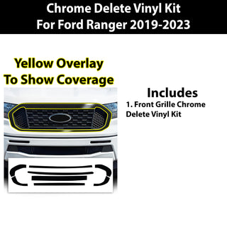 Vinyl Chrome Delete Grille Blackout Decal Stickers Overlay Film Fits Ford Ranger 2019 - 2023 - Bogar Tech Designs