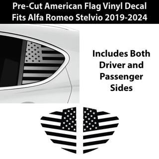 Quarter Window American Flag Vinyl Decal Stickers Fits Alfa Romeo Stelvio 2019 - 2025 - Bogar Tech Designs