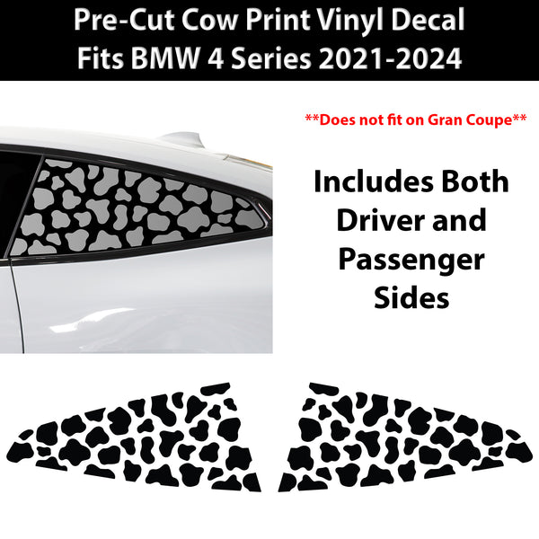 Animal Leopard Cheetah Cow Window Vinyl Decal Stickers Fits BMW 4 Series 2021 - 2024 - Bogar Tech Designs