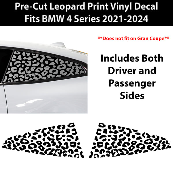 Animal Leopard Cheetah Cow Window Vinyl Decal Stickers Fits BMW 4 Series 2021 - 2024 - Bogar Tech Designs