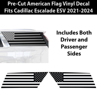 Quarter Window American Flag Vinyl Decal Stickers Fits Cadillac Escalade ESV 2021 - 2025 - Bogar Tech Designs