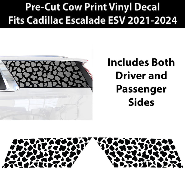 Animal Leopard Cheetah Cow Quarter Window Vinyl Decal Stickers Fits Cadillac Escalade ESV 2021 - 2025 - Bogar Tech Designs