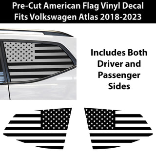 Quarter Window American Flag Vinyl Decal Stickers Fits Volkswagen Atlas 2018 - 2025 - Bogar Tech Designs