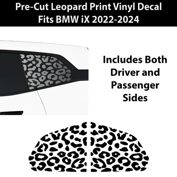 Animal Leopard Cheetah Cow Quarter Window Vinyl Decal Stickers Fits BMW iX 2022 - 2025 - Bogar Tech Designs