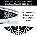 Animal Leopard Cheetah Cow Floral Flowers Quarter Window Vinyl Decal Stickers Fits Tesla Model 3 2023 - 2024 - Bogar Tech Designs