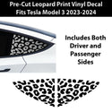 Animal Leopard Cheetah Cow Floral Flowers Quarter Window Vinyl Decal Stickers Fits Tesla Model 3 2023 - 2024 - Bogar Tech Designs