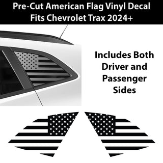 Fits Chevrolet Trax 2024 - 2025 Quarter Window American Flag Vinyl Decal Stickers - Bogar Tech Designs