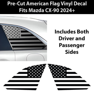 Quarter Window American Flag Vinyl Decal Stickers Fits Mazda CX - 90 2024 - 2025 - Bogar Tech Designs
