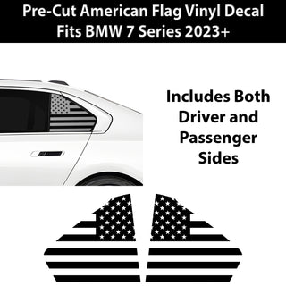 Fits BMW 7 Series 2023 - 2025 Quarter Window American Flag Vinyl Decal Stickers - Bogar Tech Designs