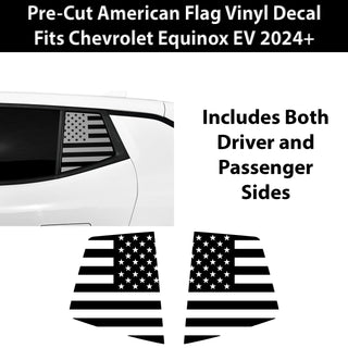 Fits Chevrolet Equinox EV 2024 - 2025 Quarter Window American Flag Vinyl Decal Stickers - Bogar Tech Designs
