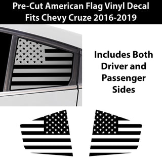 Quarter Window American Flag Vinyl Decal Stickers Fits Chevrolet Cruze 2016 - 2019 - Bogar Tech Designs