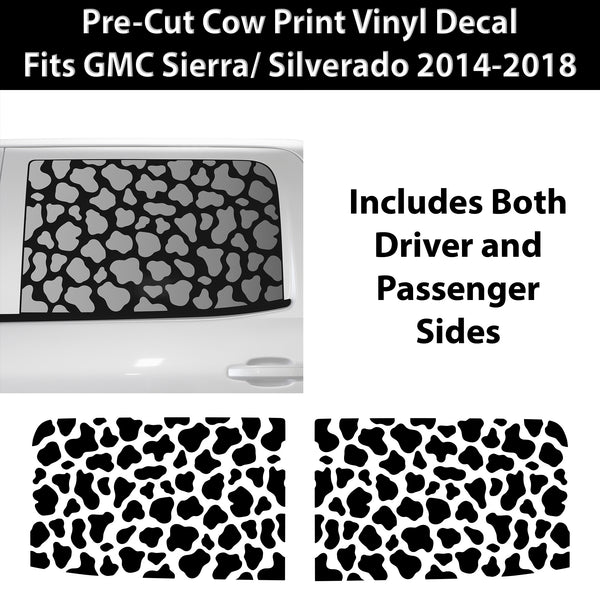Animal Leopard Cheetah Cow Window Vinyl Decal Stickers Fits Chevy Silverado & GMC Sierra 1500 2014 - 2018 - Bogar Tech Designs