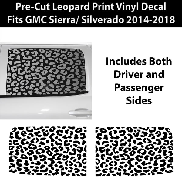 Animal Leopard Cheetah Cow Window Vinyl Decal Stickers Fits Chevy Silverado & GMC Sierra 1500 2014 - 2018 - Bogar Tech Designs