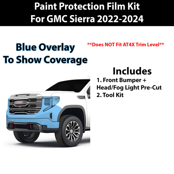 Fits GMC Sierra 2022+ Precut Premium Paint Protection Film Clear Bra PPF Decal Film Kit Cover - Bogar Tech Designs