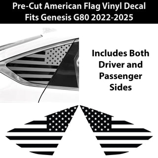 Quarter Window American Flag Vinyl Decal Stickers Fits Genesis G80 2019 - 2025 - Bogar Tech Designs