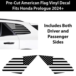 Fits Honda Prologue 2024 - 2025 Quarter Window American Flag Vinyl Decal Stickers - Bogar Tech Designs