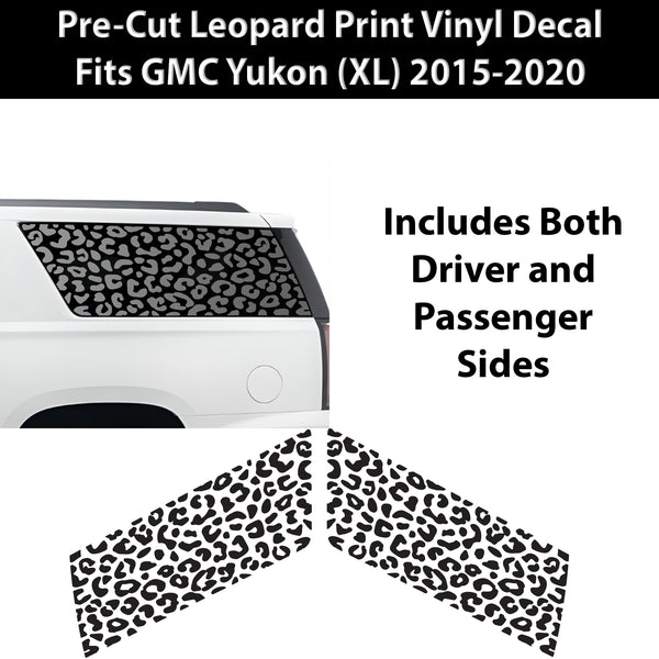 Animal Leopard Cheetah Cow Quarter Window Vinyl Decal Stickers Fits GMC Yukon XL 2015 - 2020 - Bogar Tech Designs