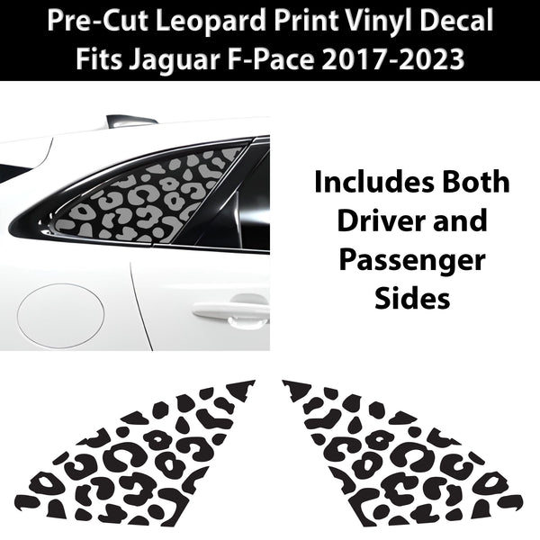 Animal Leopard Cheetah Cow Quarter Window Vinyl Decal Stickers Fits Jaguar F - Pace 2017 - 2024 - Bogar Tech Designs