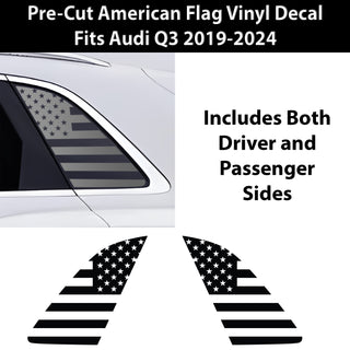 Quarter Window American Flag Vinyl Decal Stickers Fits Audi Q3 2019 - 2025 - Bogar Tech Designs