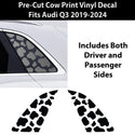 Animal Leopard Cheetah Cow Quarter Window Vinyl Decal Stickers Fits Audi Q3 2019 - 2024 - Bogar Tech Designs