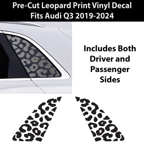 Animal Leopard Cheetah Cow Quarter Window Vinyl Decal Stickers Fits Audi Q3 2019 - 2024 - Bogar Tech Designs