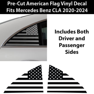 Quarter Window American Flag Vinyl Decal Stickers Fits Mercedes Benz CLA 2020 - 2025 - Bogar Tech Designs